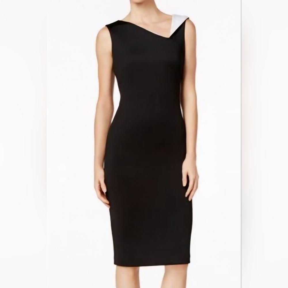 Calvin Klein Black and White Asymmetrical Dress